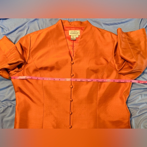 VINTAGE SILK women’s pant suit size 16 Adrianna Papéll colorful - Picture 8 of 13